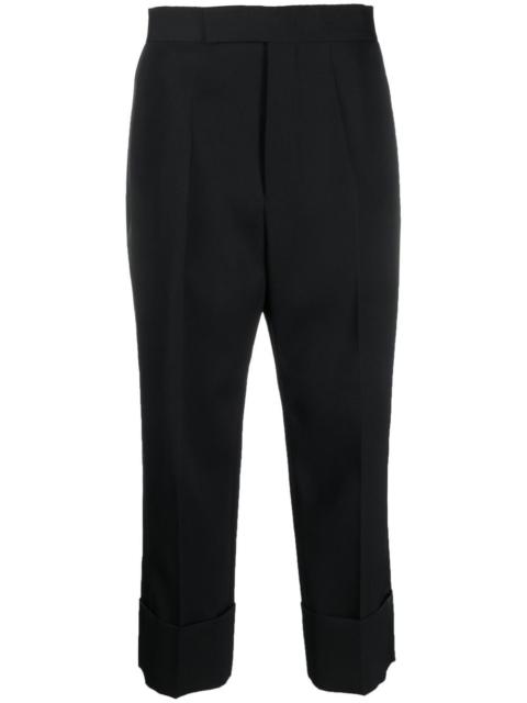 cropped leg wool trousers