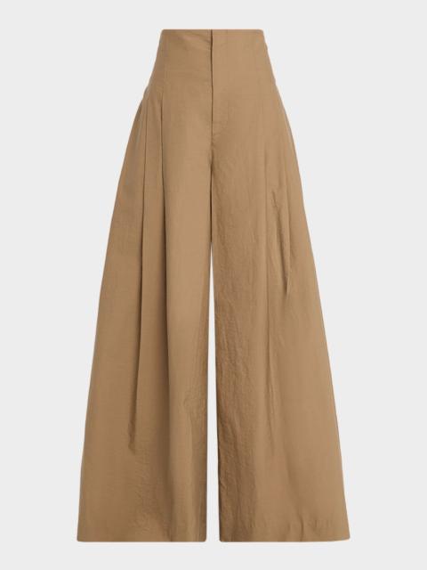 Techno Cotton Poplin Maxi Wide-Leg Trousers