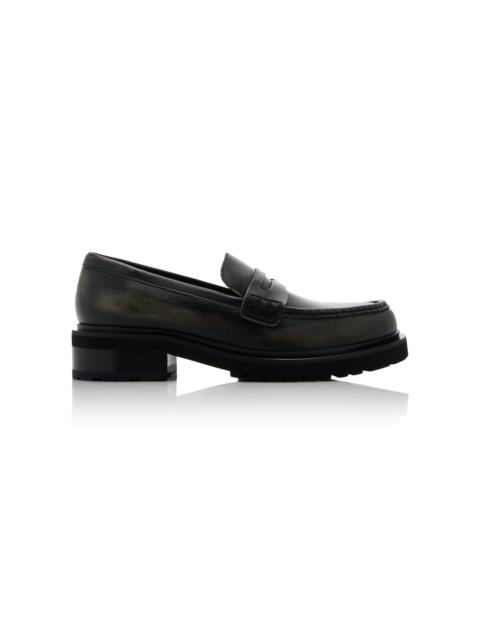 Distressed Leather Loafers black