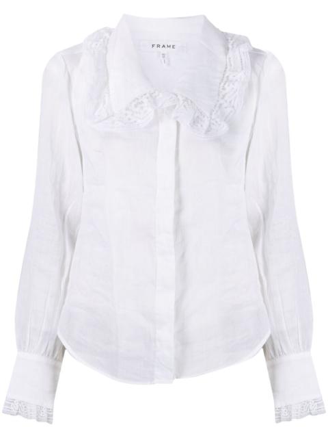 lace-detailed concealed shirt