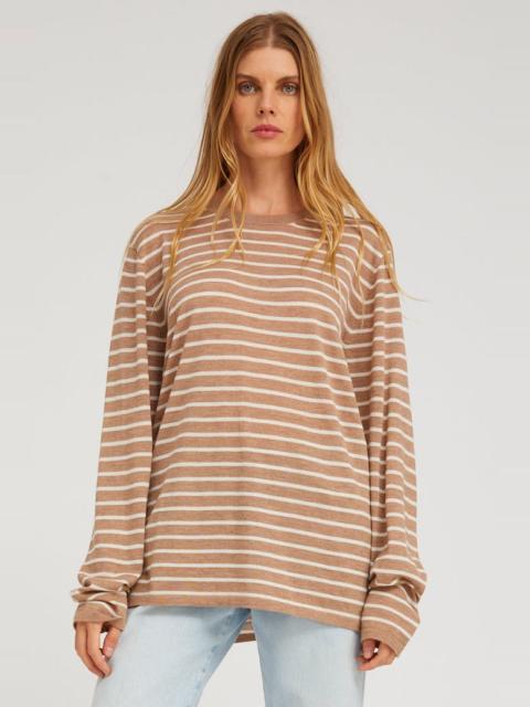 CAMEL STRIPE CASHMERE LONG SLEEVE TEE