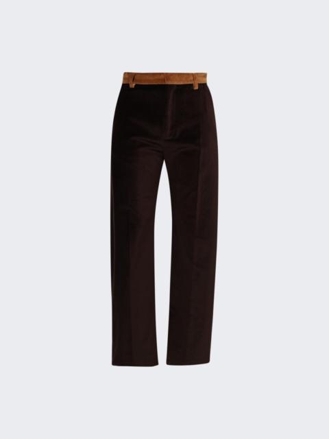Velvet Trousers With Contrast Waistband Wenge