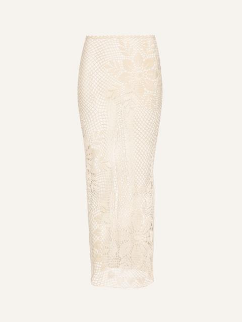 Lace crochet midi skirt in cream