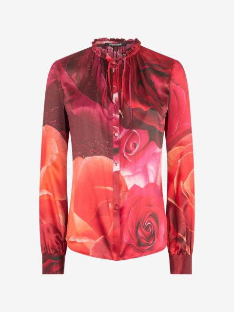 Rose-Print Silk Shirt