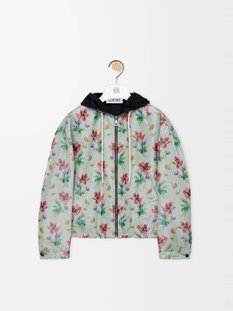 Hooded jacket in polyester and silk