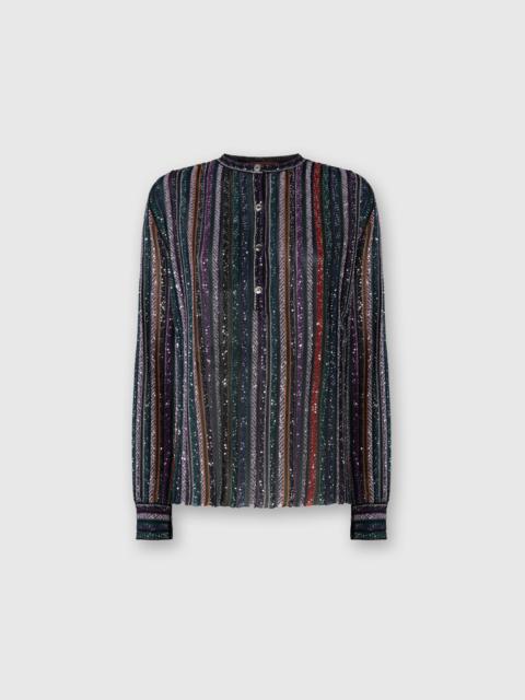 Henley Blouse with Mandarin Collar