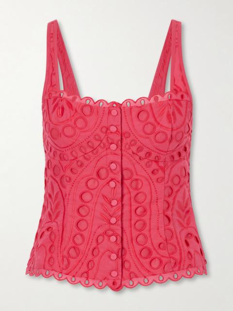 Nereus Cropped Broderie Anglaise Cotton-blend Top