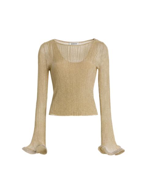 Maebry Metallic Plisse Top gold