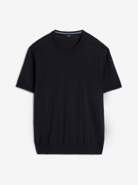 Classic Cotton Short Sleeve Sweater in Navy