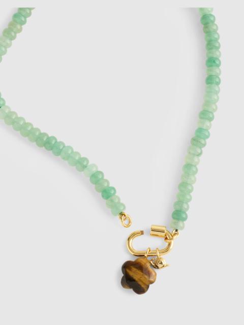 Semiprecious Beaded Carabiner Charm Necklace