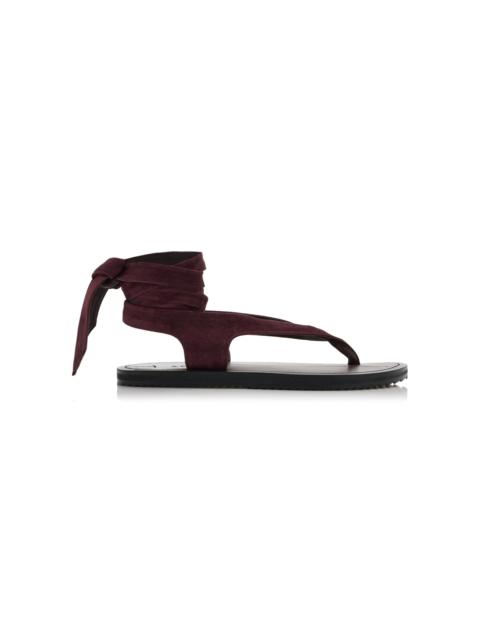 Elmer Lace-Up Suede Sandals burgundy