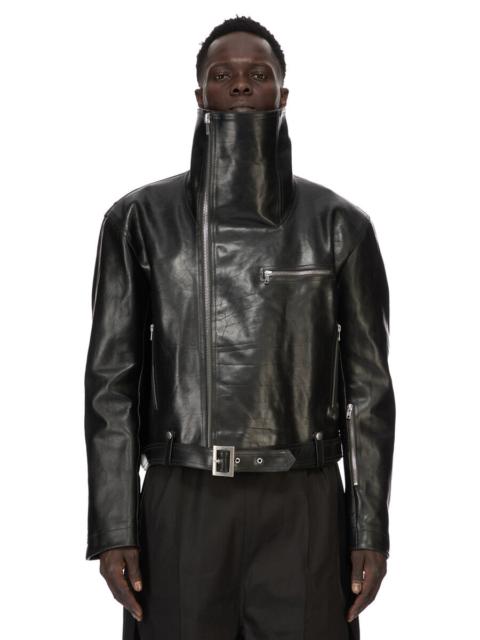 Black Temple Biker Jumbo Stooges Leather Jacket