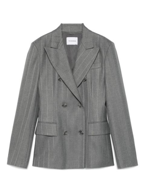 pinstripe double-breasted blazer