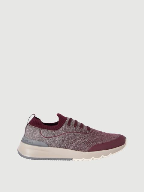 Techno cotton knit runners with heat-bonded details
