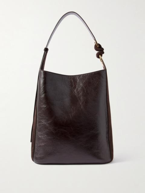 Ringo Suede-trimmed Textured-leather Tote