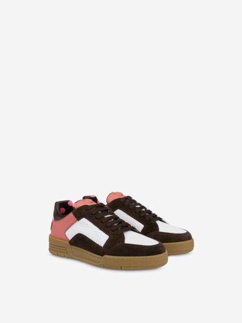 CALFSKIN AND SUEDE STREETBALL SNEAKERS