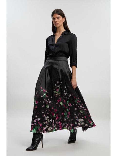 Scattered Floral Twill Prom Skirt