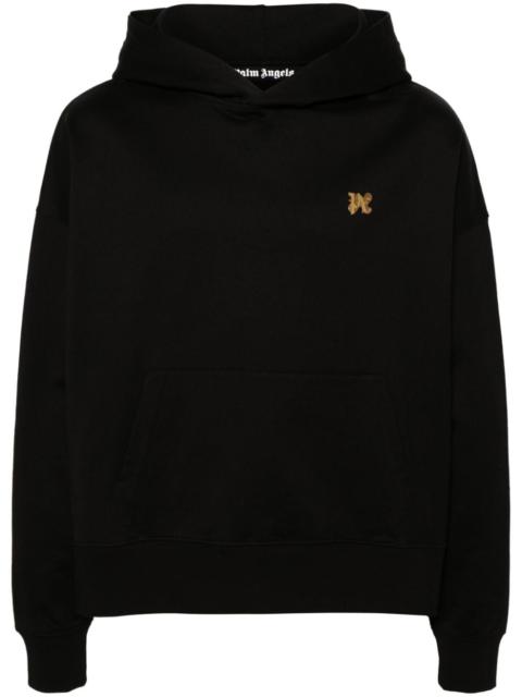 monogram-pin cotton hoodie