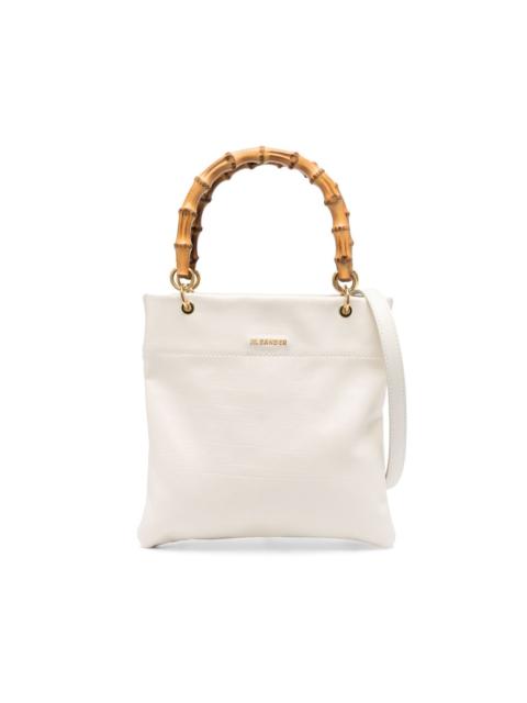 bamboo-handle leather tote bag