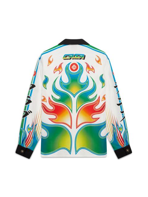 Flame Laurel Long Sleeve Silk Twill Shirt | Casablanca Paris