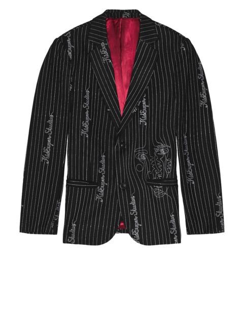 Embroidered Ks Pinstripe Suit Top