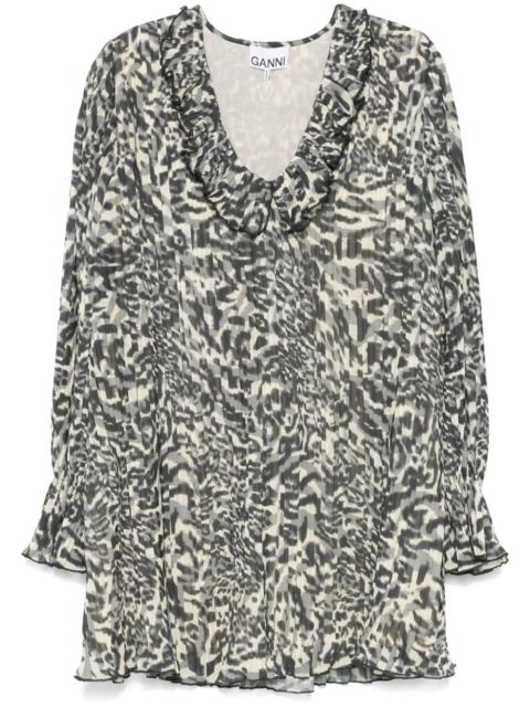 printed pleated mini dress