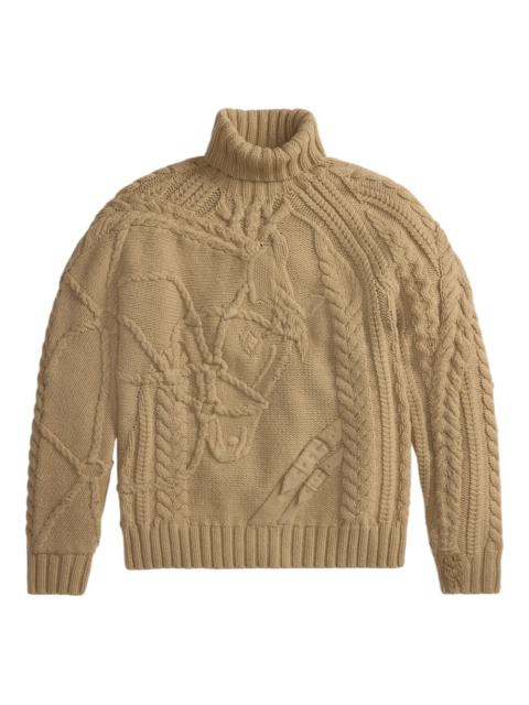 equestrian-motif cable-knit sweater