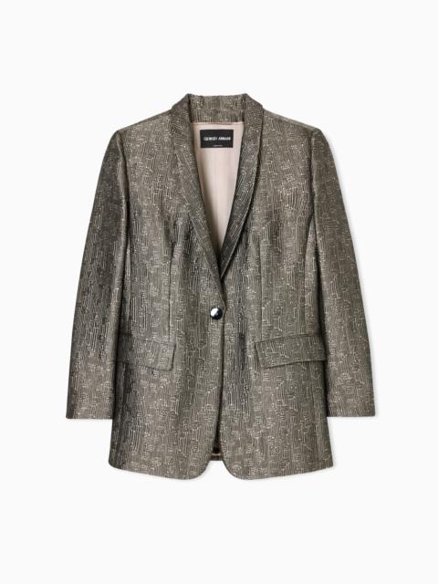 JACQUARD SILK AND WOOL SINGLE-BREASTED JACKET