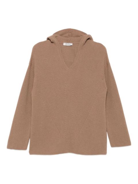 hooded ribbed jumper