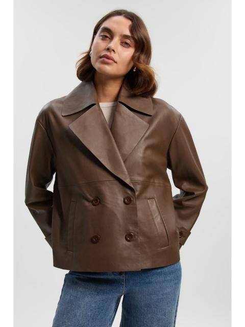 Leather Button Jacket