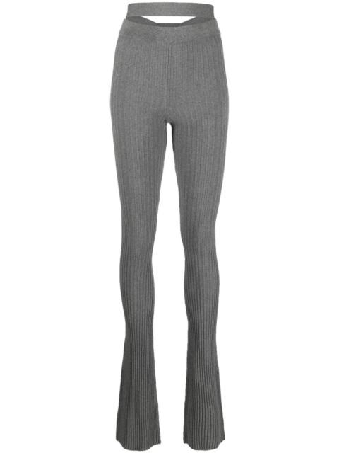 ribbed-knit flared trousers