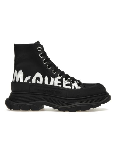 Alexander McQueen Tread Slick Boot Polyfaille Graffiti Black White (Women's)