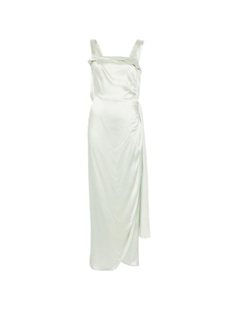 satin draped maxi dress