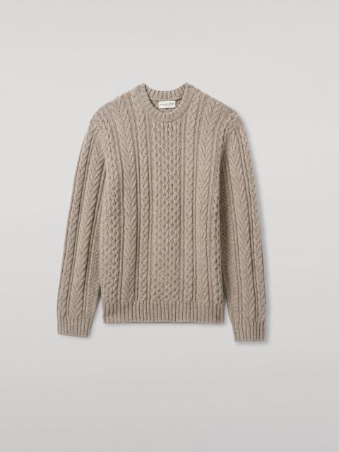Aran Cable Light Brown Cashmere Jumper