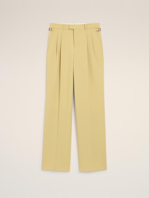 GREEN WOOL TABS WIDE TROUSERS