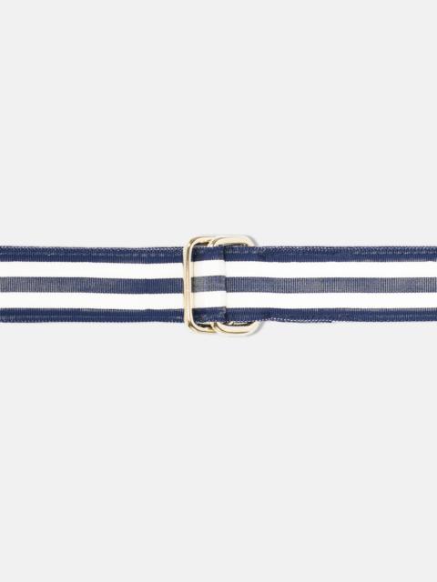 MADE-IN-USA NAVY & WHITE STRIPED GROSGRAIN RIBBON BELT