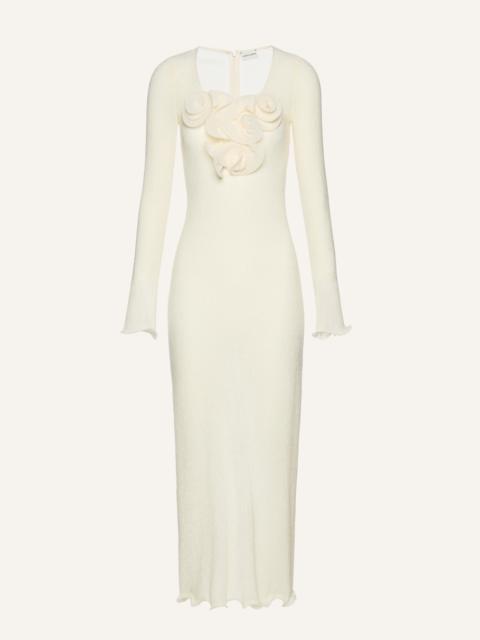 Long sleeve crepe beach maxi dress in cream