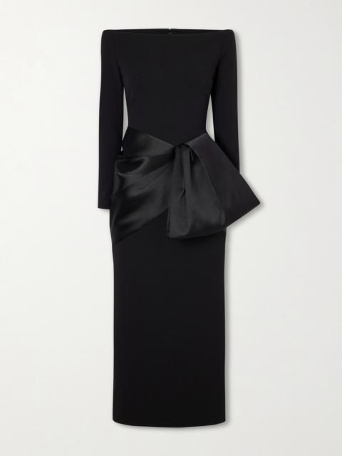 Rhianne Gathered Satin And Crepe Midi Dress
