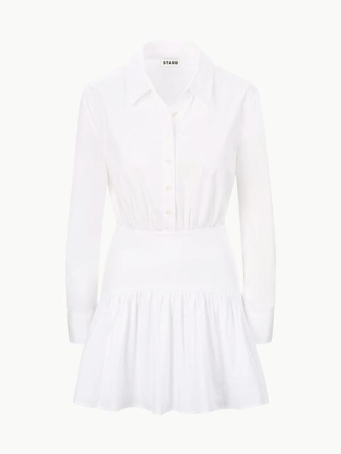 STAUD ROCCO MINI DRESS WHITE