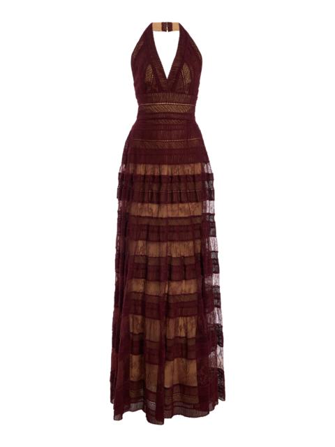 Lace & Macrame Gown burgundy