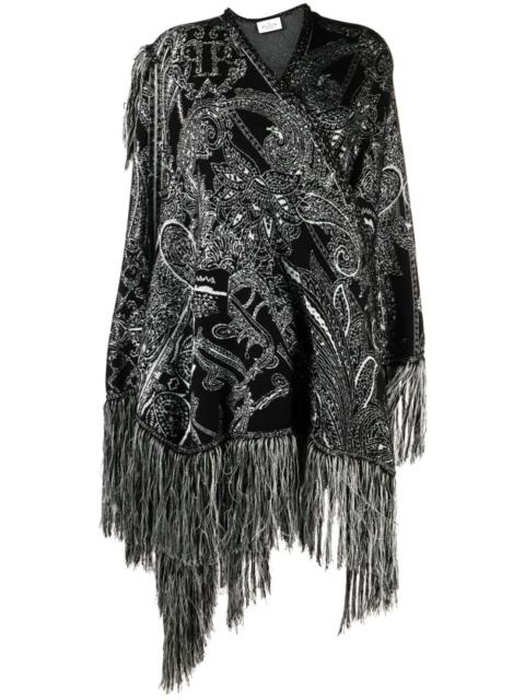 paisley-jacquard wool cape