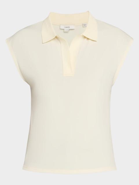 Cap-Sleeve Polo Top