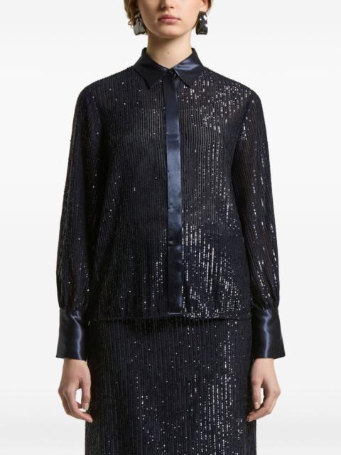 sequin-embellished satin-trimmed shirt