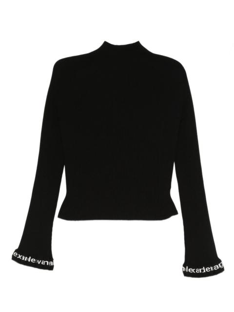 Long-Sleeve Ruffle-Hem Turtleneck