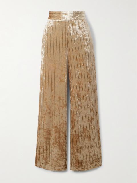 Cipro Pinstriped Crushed-velvet Wide-leg Pants