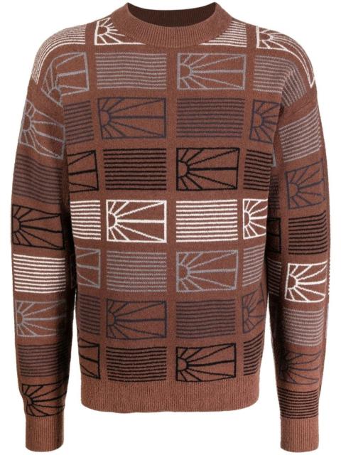 intarsia-knit ribbed-trim jumper