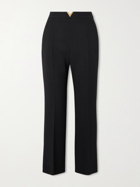 Embellished Wool Straight-leg Pants