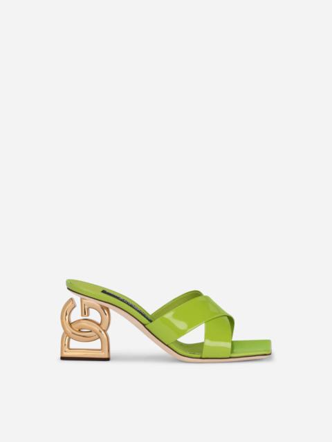 Polished calfskin mules with 3.5 heel