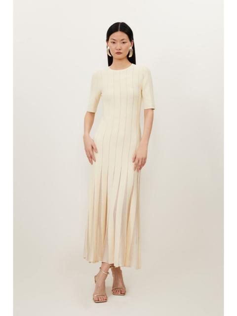 Petite Viscose Blend Filament Full Skirt Knit Short Sleeve Midi Dress