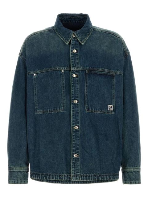 logo-plaque denim shirt